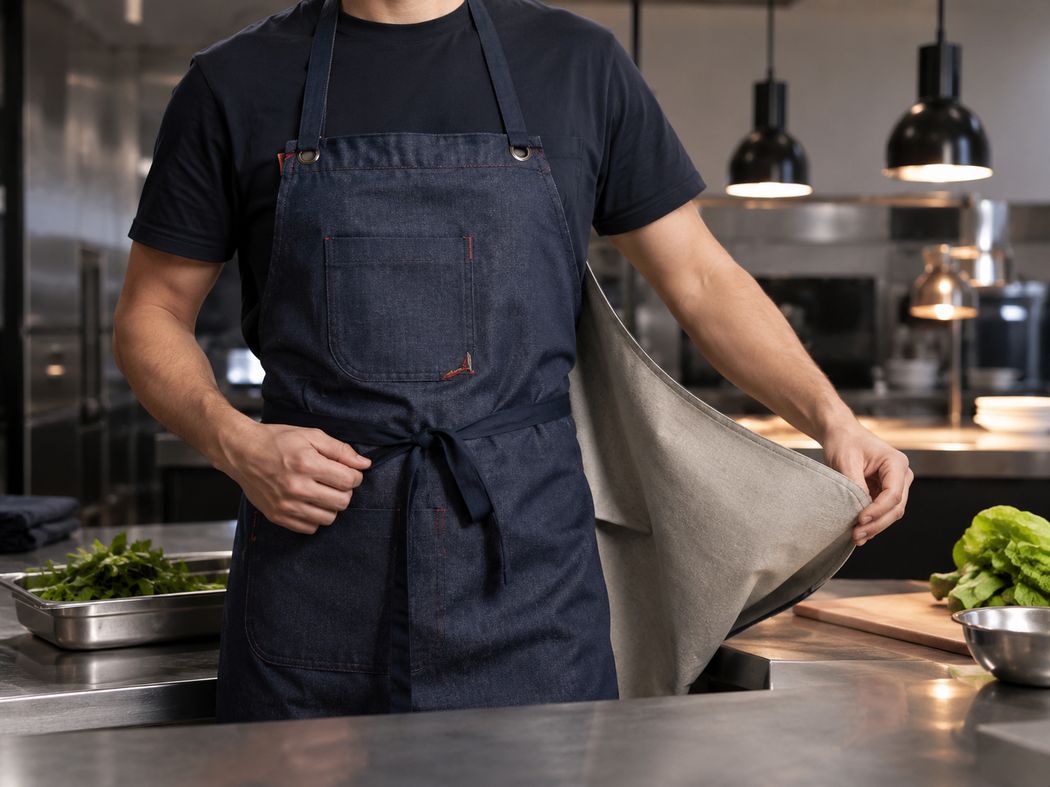 Teflon-coated reversible apron