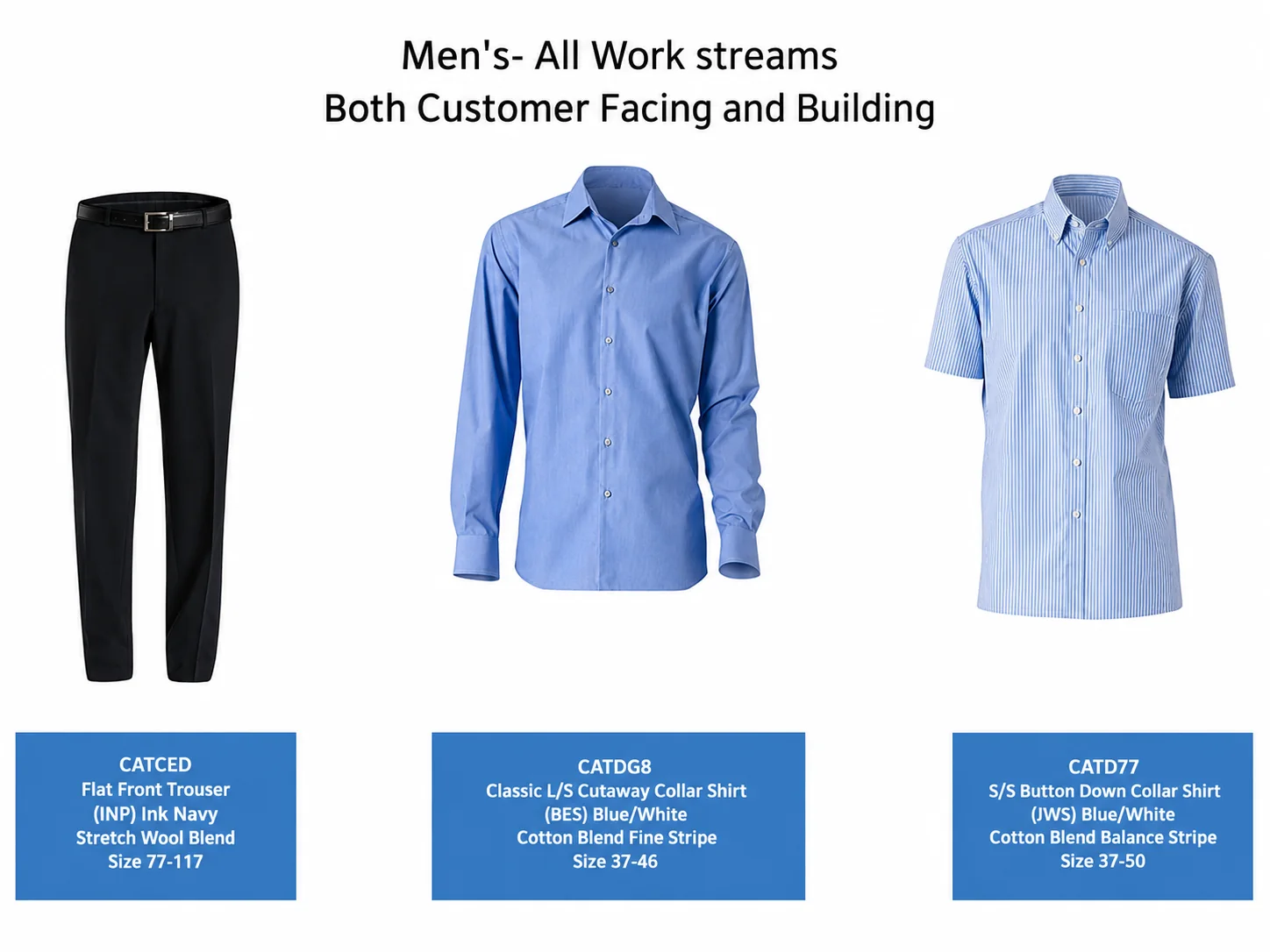 Men's original off-the-rack uniform range