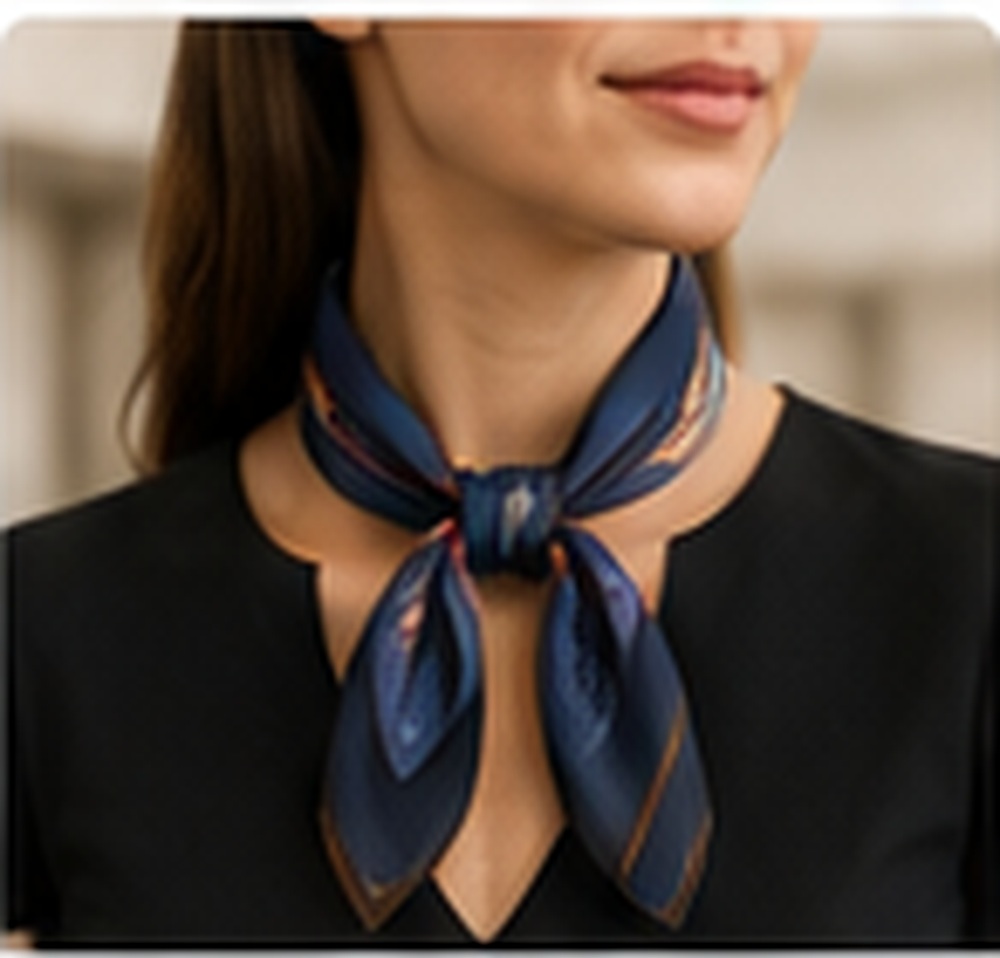 Corporate scarves, ties and accessories displayed together