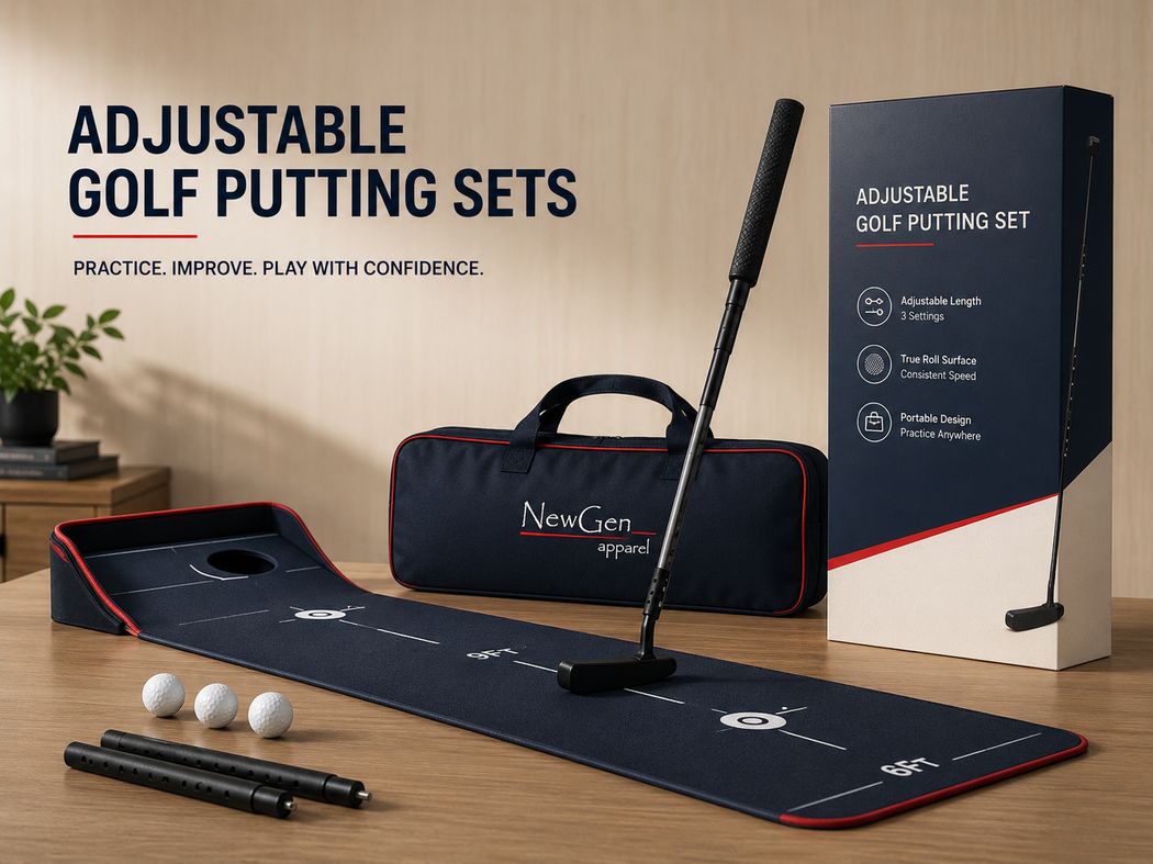 Adjustable golf putting set developed as a branded event or campaign item
